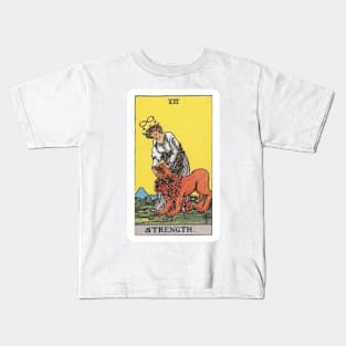 Strenght, Raider Waite Tarot, Divination Tarot Kids T-Shirt